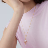 Ballerina Pendant Necklace with Pink Beads and White Crystal