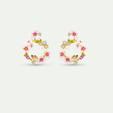 Hawthorn Hoop Post Earrings, Crystals and Butterfly