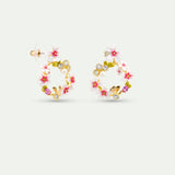 Hawthorn Hoop Post Earrings, Crystals and Butterfly