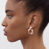 Hawthorn Hoop Post Earrings, Crystals and Butterfly
