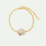 Round Blue Stone Bracelet with White and Pink Hawthorn