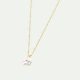 White and Pink Hawthorn Pendant Necklace with Blue Crystal