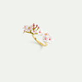 Adjustable Ring with White and Pink Hawthorns