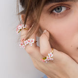 Adjustable Ring with White and Pink Hawthorns