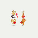 Asymmetrical “the Fox and the Stork” Clip-On Earrings with Faceted Crystal