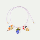 Purple “the Fox and the Stork” Bracelet, with Grapes and Faceted Glass