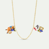 Purple “the Fox and the Stork” Necklace, with Grapes and Faceted Glass