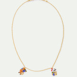 Purple “the Fox and the Stork” Necklace, with Grapes and Faceted Glass