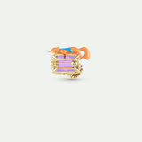 Purple Rectangular Stone, Fox and Flower Pendant Brooch