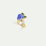 Grapes and White Faceted Stone Adjustable Ring
