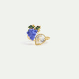 Grapes and White Faceted Stone Adjustable Ring