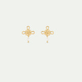 Gold Bow and Cultured Pearl Clip-On Earrings