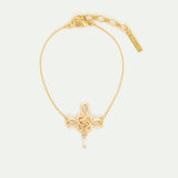 Gold Bow and Cultured Pearl Bracelet