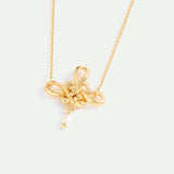 Gold Bow and Cultured Pearl Bracelet