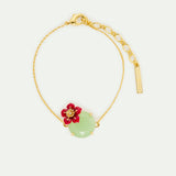 Green Round Stone and Plum Blossom Fine Bracelet