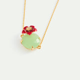 Green Round Stone and Plum Blossom Fine Bracelet