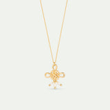 Gold Bow and Cultured Pearl Necklace