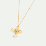 Gold Bow and Cultured Pearl Necklace