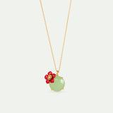 Green Round Stone and Plum Blossom Pendant Necklace