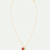 Green Round Stone and Plum Blossom Pendant Necklace