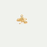 Gold Bow and Cultured Pearl Adjustable Ring