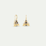 Gold Bees and Crystal Hoop Earrings