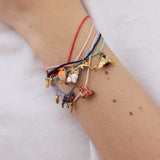 Gold Bee and Crystal Blue Cord Bracelet