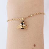 Gold Bee and Crystal Bracelet