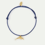 Blue Cord Gold Dolphin Bracelet