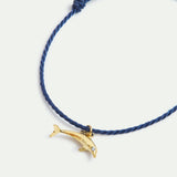 Blue Cord Gold Dolphin Bracelet