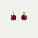 Garnet Red Diamantine Square Stone Sleeper Earrings