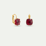Garnet Red Diamantine Square Stone Sleeper Earrings