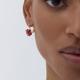 Garnet Red Diamantine Square Stone Sleeper Earrings