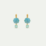 Sleeper Earrings with Two Glacier Blue Diamantine Stones