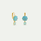 Sleeper Earrings with Two Glacier Blue Diamantine Stones
