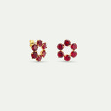 Garnet Red Six-Stone Post Earrings