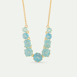 Fine Diamantine Necklace with 9 Glacier Blue Stones