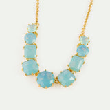 Fine Diamantine Necklace with 9 Glacier Blue Stones