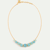Fine Diamantine Necklace with 9 Glacier Blue Stones