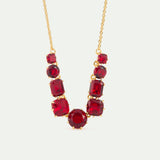 Fine Diamantine Necklace with 9 Garnet Red Stones