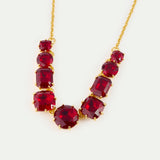 Fine Diamantine Necklace with 9 Garnet Red Stones
