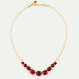 Fine Diamantine Necklace with 9 Garnet Red Stones