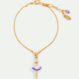 Purple and Yellow Tutu Ballerina Bracelet with Purple Crystals