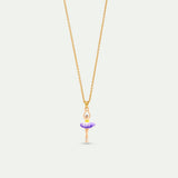 Purple and Yellow Tutu Ballerina Pendant Necklace with Purple Crystals