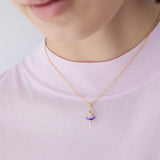Purple and Yellow Tutu Ballerina Pendant Necklace with Purple Crystals