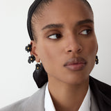 Black Pansy and Faceted Crystal Clip-On Earrings