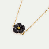 Black Pansy and Faceted Crystal Bracelet