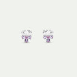 Silver Post Earrings with Pansy and Pink Stones