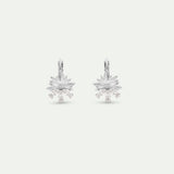 Silver Sleeper Earrings with Daisies and White Stones