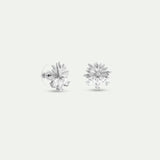 Silver Post Earrings with Daisies and White Stones